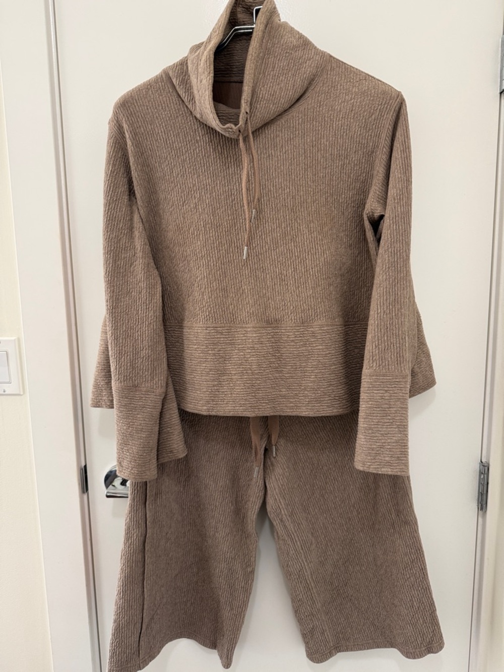 lululemon athletica Ribbed Cowl Drawstring Sweater in Taupe